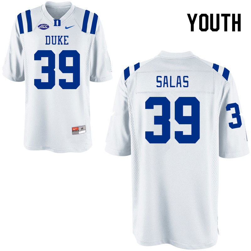 Youth #39 Cosme Salas Duke Blue Devils College Football Jerseys Stitched-White